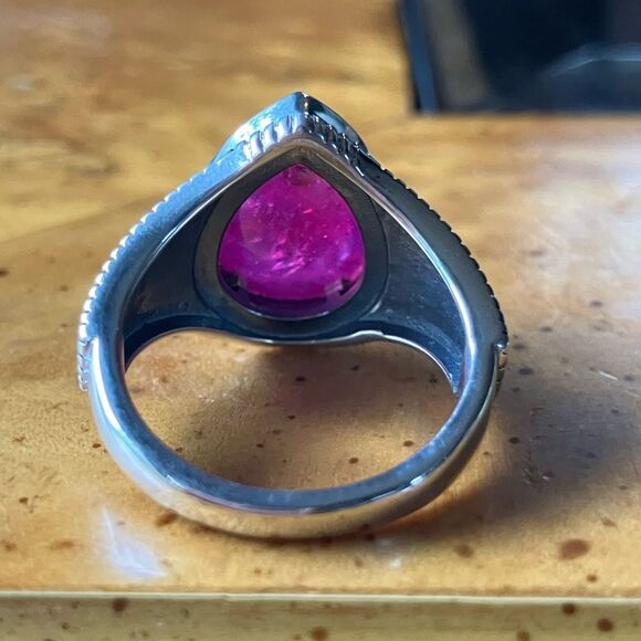 Natural Ruby Sterling Silver Artistic Ring Size 7 - Picture 4 of 8